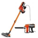 iwoly V600 Stick Vacuum Cleaner Corded 23 ft with 17KPa Powerful Suction, Adjustable Lightweight Bagless Vacuum with HEPA Filter for Hard Floor, Orange