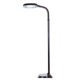 Lavish Home Full Spectrum Sunlight Task Floor Lamp with Adjustable Gooseneck, Dark Wood Grain