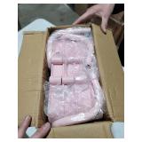 danpinera 3 Tier Rolling Utility Cart with Wheels and Handle Storage Organization Shelves for Kitchen, Bathroom, Office, Library, Coffee Bar Trolley Service Cart, Pink