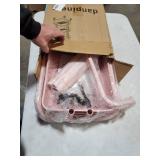 danpinera 3 Tier Rolling Utility Cart with Wheels and Handle Storage Organization Shelves for Kitchen, Bathroom, Office, Library, Coffee Bar Trolley Service Cart, Pink