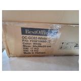 BestOffice PC Gaming Chair Ergonomic Office Chair Desk Chair with Lumbar Support Flip Up Arms Headrest PU Leather Executive High Back Computer Chair for Adults Women Men (White)