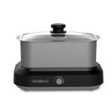 West Bend 87905 5-Quart Large Capacity Non-Stick Versatility Cooker with 5 Temperature Control Settings Dishwasher Safe Includes A Travel Lid & Thermal Carrying Case
