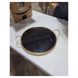 15" Serving Tray Gold/Glass
