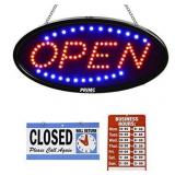 LED Open Sign for Business - 23 x 14 inch (Bigger Size) LED Shop Light - Neon Sign - Dual Modes for Flashing & Stead Light for Business Storefront, Walls, Office, Window, Shop Light, Bar