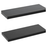 AMADA HOMEFURNISHING Floating Shelves Black, 24 Inch Large Wall Shelf for Living Room, Bedroom, Bathroom, Kitchen Storage and Decor, Set of 2-AMFS05