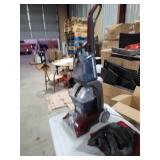 Hoover Power Scrub Deluxe Carpet Cleaner Machine, Upright Shampooer, with Storage Mat, FH50150B, Red