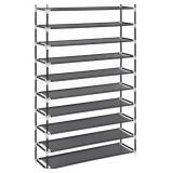 10-Tier Shoe Rack, Storage Storage Organizer, Holds up to 50 Pairs, Metal Frame, Non-Woven Fabric, for Living Room, Hallway, 39.4 x 11 x 68.9 Inches, Black