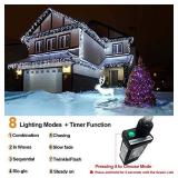 Christmas Lights Outdoor Decorations 400 LED 33ft 8 Modes Curtain Fairy String Light with 75 Drops, Clear Wire LED String Light Indoor Decor for Wedding Party Holiday Christmas Decorations Pure White