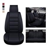 BaoLL Leather Car Seat Covers Full Set, Automotive Seat Covers with Faux Waterproof Leather, Leatherette Automotive Vehicle Cushion Cover Universal Fit Set Auto Accessories, for SUV Pick-up Truck