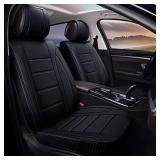 BaoLL Leather Car Seat Covers Full Set, Automotive Seat Covers with Faux Waterproof Leather, Leatherette Automotive Vehicle Cushion Cover Universal Fit Set Auto Accessories, for SUV Pick-up Truck