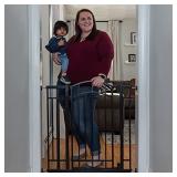Summer Multi-Use Decorative Extra Tall Walk-Thru Baby Gate, Fits Openings 28.5" to 48" Wide, Black Metal, for Doorways and Stairways, 36" Tall Baby and Pet Gate, Black, One Size