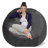 Sofa Sack Plush, Ultra Soft Memory Bean Bag Chair with Microsuede Cover Stuffed Foam Filled Furniture and Accessories for Dorm Room, 5-Feet, Charcoal