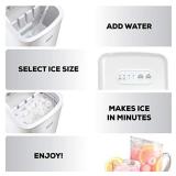 Igloo ICEB26WH Automatic Portable Electric Countertop Ice Maker Machine, 26 Pounds in 24 Hours, 9 Cubes Ready in 7 minutes, With Scoop and Basket, Perfect for Water Bottles, Mixed Drinks, Parties, WHT