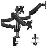 MOUNTUP Triple Monitor Stand Mount - 3 Monitor Desk Mount for Computer Screens Up to 27 inch, Triple Monitor Arm with Gas Spring, Heavy Duty Monitor Stand, Each Arm Holds Up to 17.6 lbs, MU0006