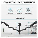 MOUNTUP Triple Monitor Stand Mount - 3 Monitor Desk Mount for Computer Screens Up to 27 inch, Triple Monitor Arm with Gas Spring, Heavy Duty Monitor Stand, Each Arm Holds Up to 17.6 lbs, MU0006