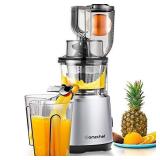 AMZCHEF Slow Juicer Slow Masticating Juicer Cold Press Juicer Vegetable&Fruit Extractor Juicer Machine Vertical Reverse Function Quiet Motor Big Feed Chute|Juice Jug&Brush BPA-Free 8.5*15*18â