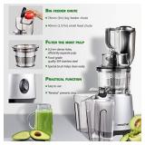 AMZCHEF Slow Juicer Slow Masticating Juicer Cold Press Juicer Vegetable&Fruit Extractor Juicer Machine Vertical Reverse Function Quiet Motor Big Feed Chute|Juice Jug&Brush BPA-Free 8.5*15*18â