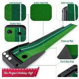 Abco Tech Indoor Golf Putting Green â Portable Mat with Auto Ball Return Function â Mini Golf Practice Training Aid, Game and Gift for Home, Office, Outdoor Use â 3 Bonus Balls