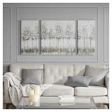 Madison Park Wall Art Living Room DÃ©cor - Scenery Triptych Canvas Home Accent Modern Dining Bathroom Decoration, Ready to Hang Painting for Bedroom, Multi-Sizes, Blue Midst Forest 3 Piece
