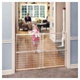 Toddleroo by North States Quik-Fit Wire Mesh Gate, 29.5"-50" Wide, Natural Wood