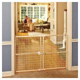 Toddleroo by North States Quik-Fit Wire Mesh Gate, 29.5"-50" Wide, Natural Wood