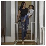 Summer Everywhere Extra Wide Walk-Thru Safety Gate Safety Baby Gate, Fits Openings 28.75-39.75" Wide, Metal, for Doorways & Stairways, 30" Tall, White, One Size