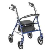 Drive Medical 10257BL-1 4-Wheel Rollator Walker With Seat & Removable Back Support, Blue