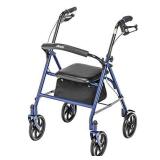 Drive Medical 10257BL-1 4-Wheel Rollator Walker With Seat & Removable Back Support, Blue