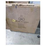 Pure Garden Wood Burning Pit, 33 in. Steel Frame, Square Marble Tile Finish