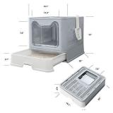 HIPIPET Cat Litter Box Foldable Top Entry Litter Box with Cat Litter Scoop Drawer for Large Cats