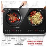 COOKTRON Double Induction Cooktop Burner with Fast Warm-Up Mode, 1800w 2 Induction Burner with 10 Temperature 9 Power Settings, Portable Dual Induction Cooker Cooktop with Child Safety Lock & Time