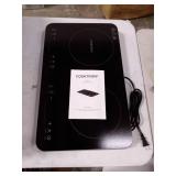 COOKTRON Double Induction Cooktop Burner with Fast Warm-Up Mode, 1800w 2 Induction Burner with 10 Temperature 9 Power Settings, Portable Dual Induction Cooker Cooktop with Child Safety Lock & Time