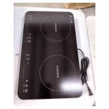 COOKTRON Double Induction Cooktop Burner with Fast Warm-Up Mode, 1800w 2 Induction Burner with 10 Temperature 9 Power Settings, Portable Dual Induction Cooker Cooktop with Child Safety Lock & Time