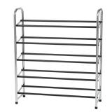 IRIS USA 5 Tier Supreme Metal Shoe Rack -Up To 15 Pair of Adult Shoes - Chrome Finish