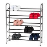 IRIS USA 5 Tier Supreme Metal Shoe Rack -Up To 15 Pair of Adult Shoes - Chrome Finish
