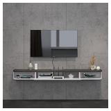 Pmnianhua Wall Mounted Floating TV Stand Media Console Entertainment Gaming Storage Shelf Rack Cabinet Unit with 3 Drawers Home Furniture (Gray-White, 39.76)