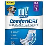 OUT! Pet Care Disposable Male Dog Diapers | Absorbent Male Wraps with Leak Proof Fit | Extra-Small/Small, 32 Count