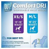 OUT! Pet Care Disposable Male Dog Diapers | Absorbent Male Wraps with Leak Proof Fit | Extra-Small/Small, 32 Count