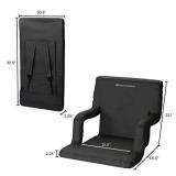 Home-Complete Wide Stadium Seat Chair Bleacher Cushion with Padded Back Support, Black, Regular (HC-3001)
