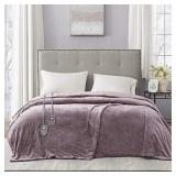 Beautyrest Heated Plush Elect Electric Blanket with 20 Heat Level Setting Controllers Equip with Secure Comfort Technology and 10 Hours Auto Shut Off, Full: 80x84, Lavender,BR54-0655