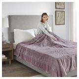 Beautyrest Heated Plush Elect Electric Blanket with 20 Heat Level Setting Controllers Equip with Secure Comfort Technology and 10 Hours Auto Shut Off, Full: 80x84, Lavender,BR54-0655