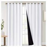 NICETOWN Full Shading Curtains for Windows, Super Heavy-Duty Black Lined Blackout Curtains for Bedroom, Privacy Assured Window Treatment (White, Pack of 2, 70 inches W x 95 inches L)