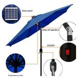 Blissun 9 ft Solar Umbrella 32 LED Lighted Patio Umbrella Table Market Umbrella with Tilt and Crank Outdoor Umbrella for Garden, Deck, Backyard, Pool and Beach (Navy Blue)