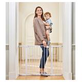 Cumbor 46â Auto Close Safety Baby Gate, Extra Tall and Wide Child Gate, Easy Walk Thru Durability Dog Gate for The House, Stairs, Doorways. Includes 4 Wall Cups, (2) 2.75-Inch and 8.25-Inch Exten