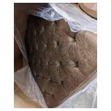 Madison Park Lindsey Cocktail Ottoman-Square Tufted, Faux Leather Coffee Table for Living-Room Modern All Foam Thick Padded, Solid Wood Legs, Large Bench Corner Seating Bedroom Lounger, Brown