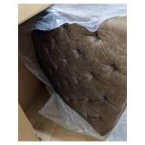 Madison Park Lindsey Cocktail Ottoman-Square Tufted, Faux Leather Coffee Table for Living-Room Modern All Foam Thick Padded, Solid Wood Legs, Large Bench Corner Seating Bedroom Lounger, Brown