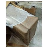 Madison Park Lindsey Cocktail Ottoman-Square Tufted, Faux Leather Coffee Table for Living-Room Modern All Foam Thick Padded, Solid Wood Legs, Large Bench Corner Seating Bedroom Lounger, Brown