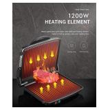 Panini Press Grill, Yabano Gourmet Sandwich Maker Non-Stick Coated Plates 11" x 9.8", Opens 180 Degrees to Fit Any Type or Size of Food, Stainless Steel Surface and Removable Drip Tray, 4 Slice