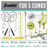 Franklin Sports Fun 5 Combo Set - Badminton, Volleyball with Pump, Ring Toss, Flip Toss, and Flying Disc