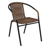 Flash Furniture 4 Pack Medium Brown Rattan Indoor-Outdoor Restaurant Stack Chair